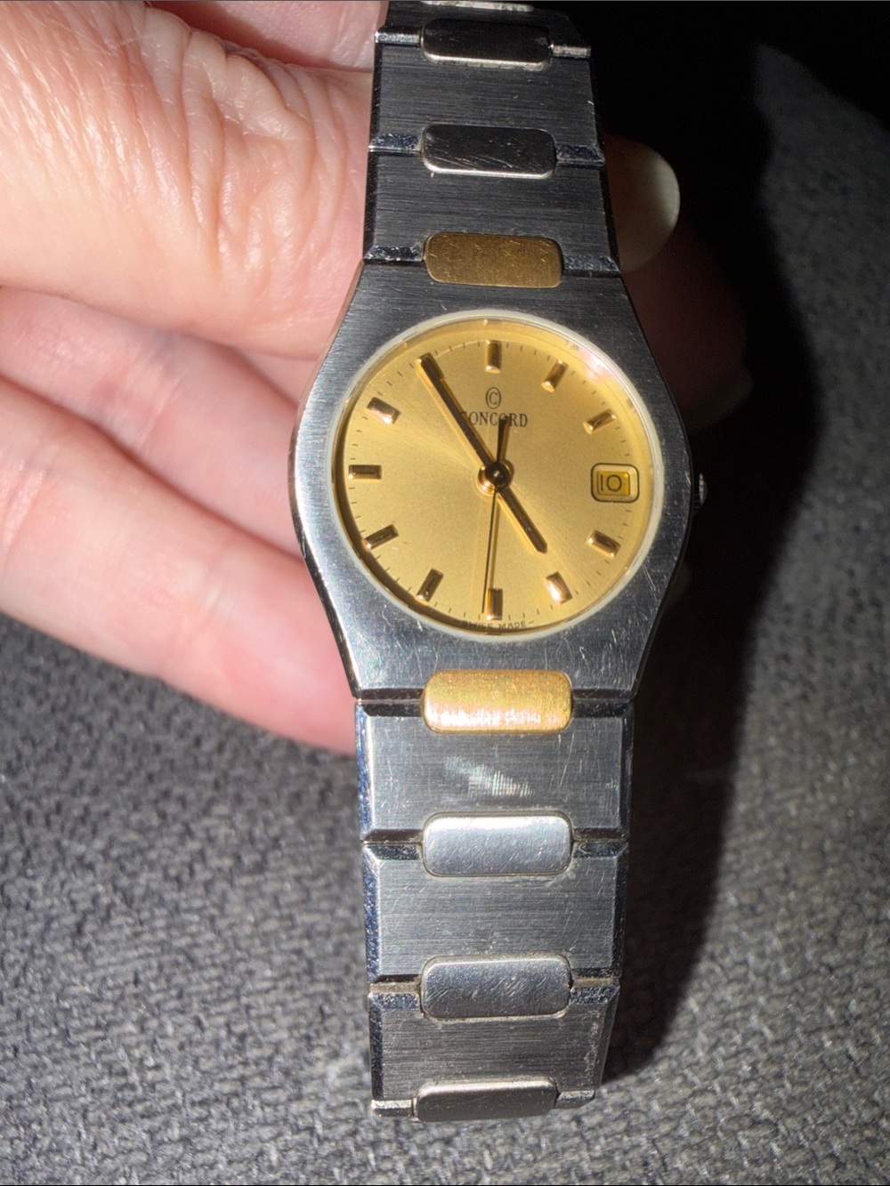 Concord Two-Tone Gold Dial Stainless Steel Smartwatch-Style Timepiece